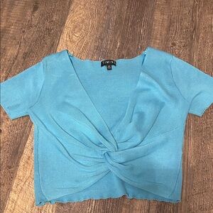 Women's Blue Twist Front Top